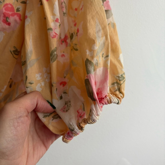 Abercrombie & Fitch Floral Cropped Puff Sleeve Tie Front Gauzy Top Sz Small - Picture 8 of 10